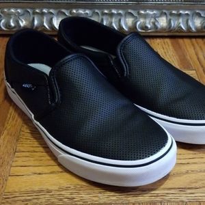 Black leather Vans